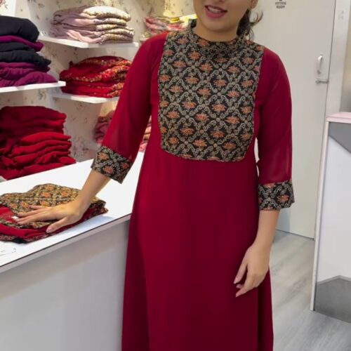 Red meroon georgette set A-8