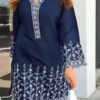 Navy blue embroidery A-21