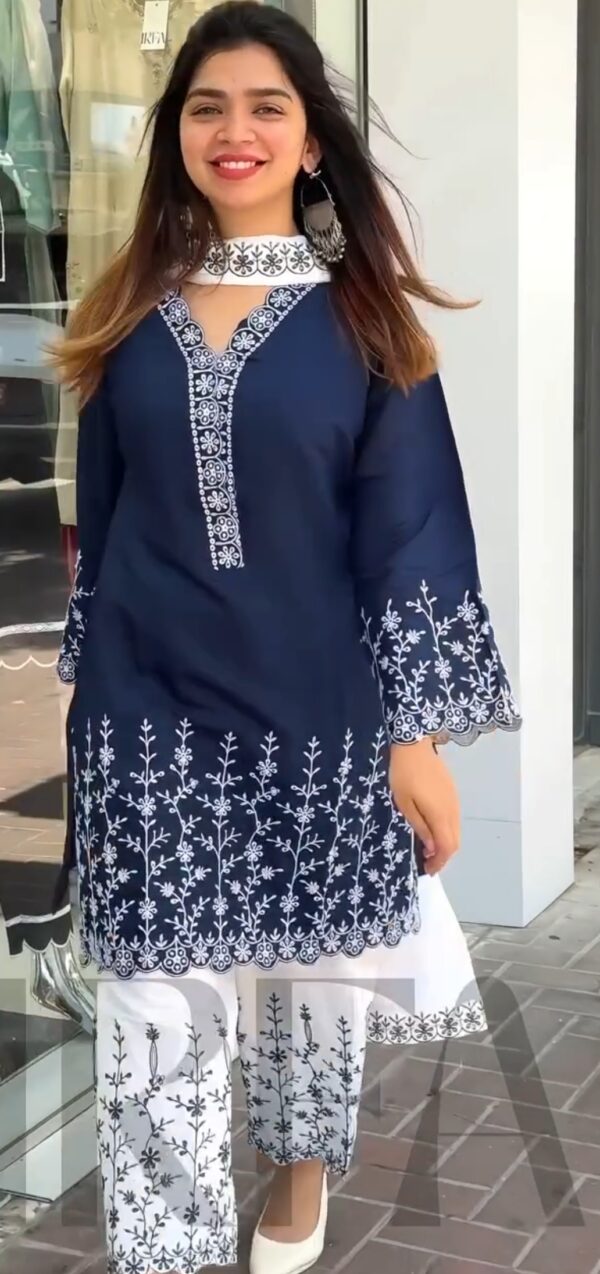 Navy blue embroidery A-21