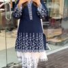 Navy blue embroidery A-21