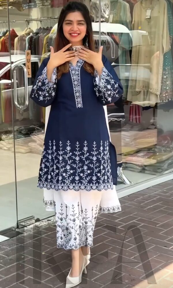 Navy blue embroidery A-21