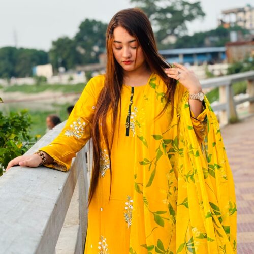 Yellow embroidery A-7