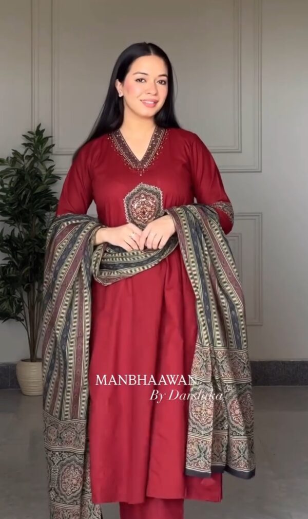 Meroon Printed 3piece A29