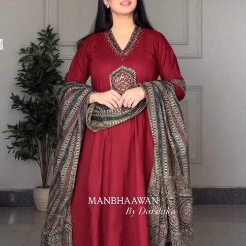 Meroon Printed 3piece A29