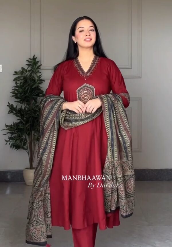 Meroon Printed 3piece A29